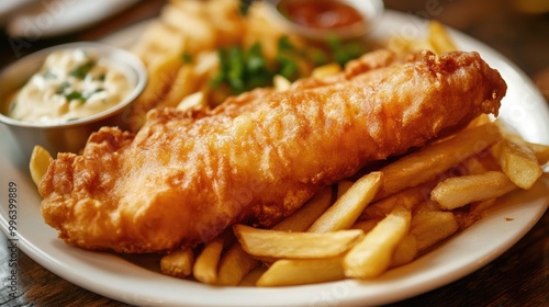 Fish and chips classic fast food dish