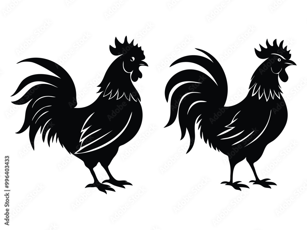 Illustration of black hen in cutout style vector art Illustration of black hen in cutout style vector art