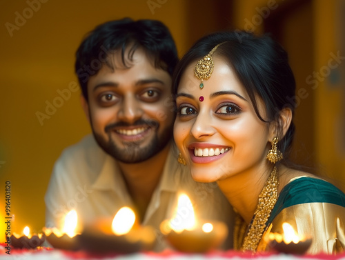 An Indian couple celebrates...