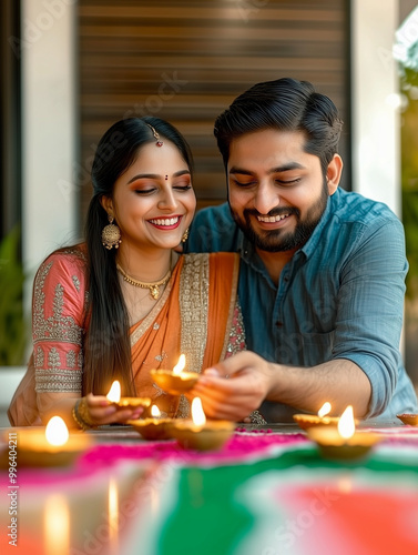 An Indian couple celebrates...