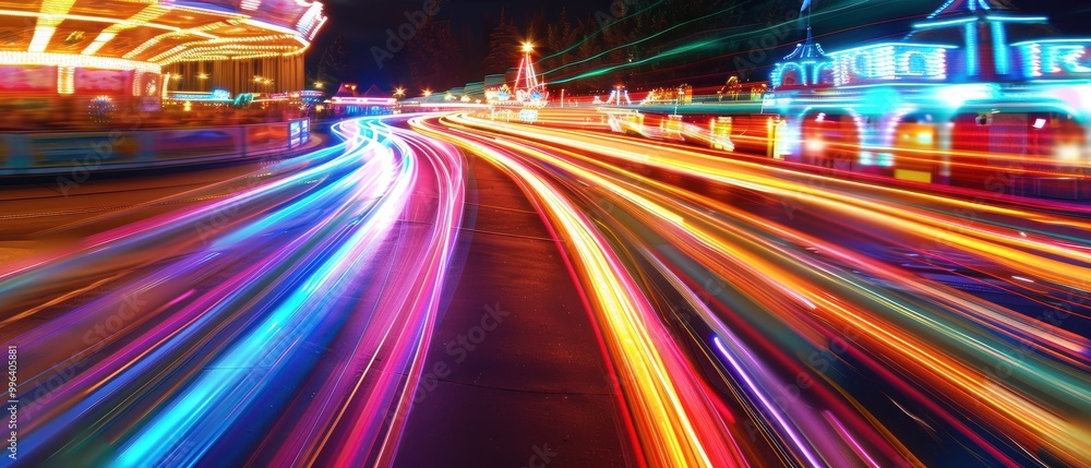 Colorful Night Lights with Motion Blur Effect Colorful Night Lights with Motion Blur Effect