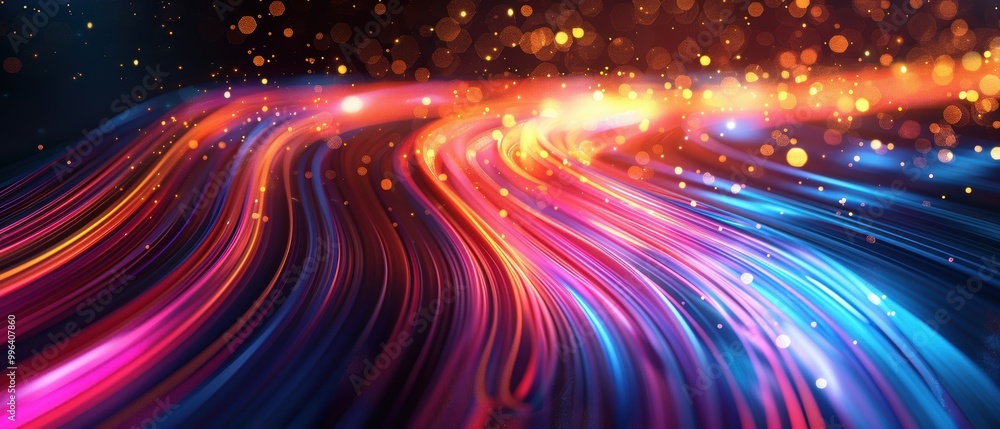 Colorful Waves of Light with Bokeh Effect Colorful Waves of Light with Bokeh Effect