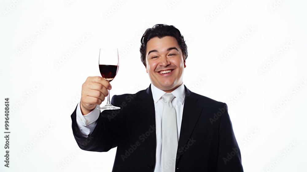 A businessman celebrating his achievements with a raised glass, exuding confidence and satisfaction A businessman celebrating his achievements with a raised glass, exuding confidence and satisfaction