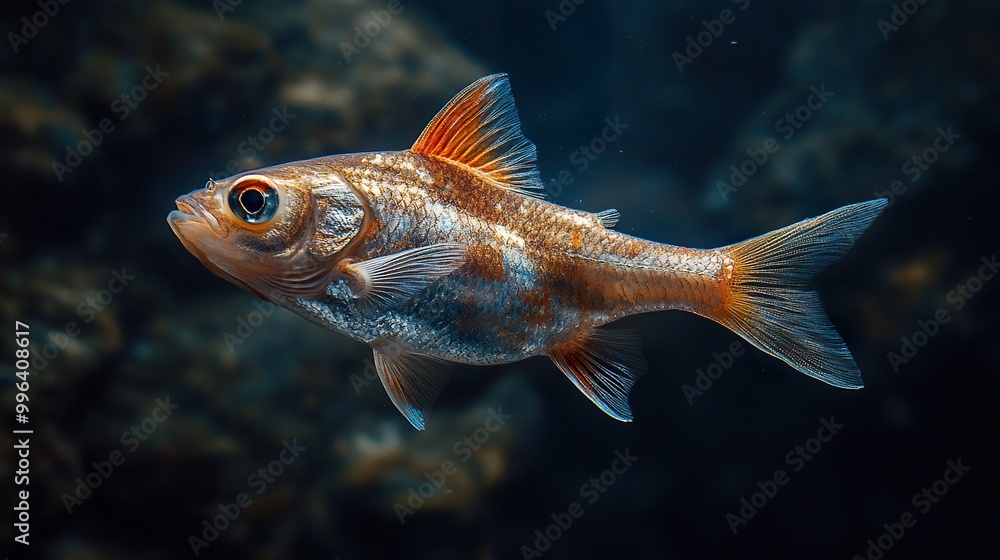 Fototapeta premium Fish with Distinctive Markings and Textures on Dark Background