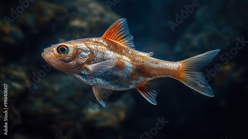 Fish with Distinctive Markings and Textures on Dark Background