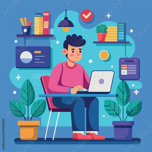 Freelance working web concept with character scene Woman designer creating ui elements and works online People situation in flat design Vector illustration for social media marketing material
