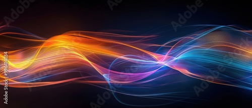 Vibrant Abstract Light Waves on Dark Background