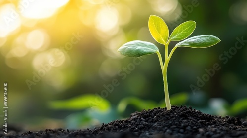 Seed Germinating into a Young Plant Representing New Possibilities in Nature photo