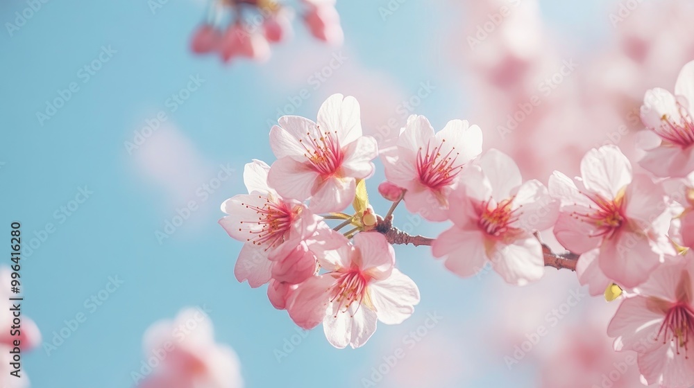 Cherry blossoms against a backdrop of blue sky Cherry blossoms against a backdrop of blue sky