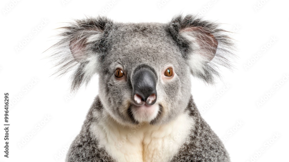 A close-up photo of a cute koala bear with big, round eyes and a fluffy fur coat A close-up photo of a cute koala bear with big, round eyes and a fluffy fur coat