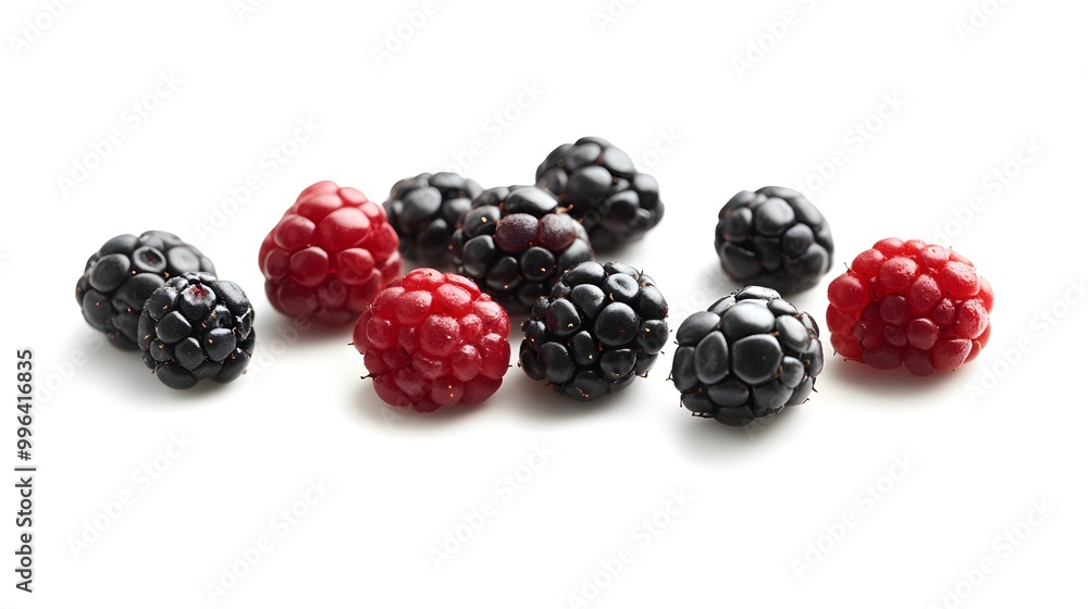 Tumbling berries with natural shadows isolated on a white background Tumbling berries with natural shadows isolated on a white background
