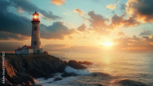 Wallpaper Mural A stunning lighthouse along a coastal shoreline Torontodigital.ca