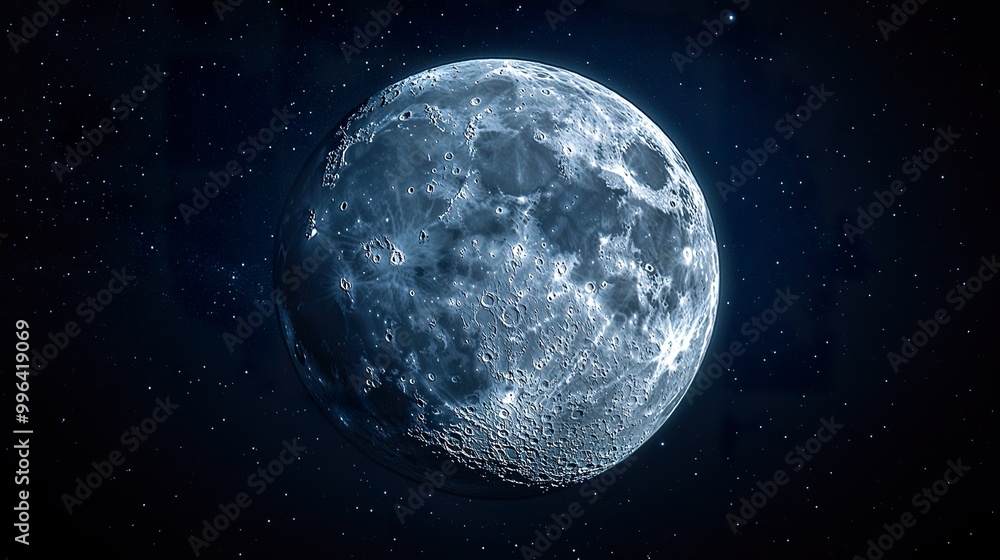 Obraz premium Full Moon with Detailed Surface Features and Craters