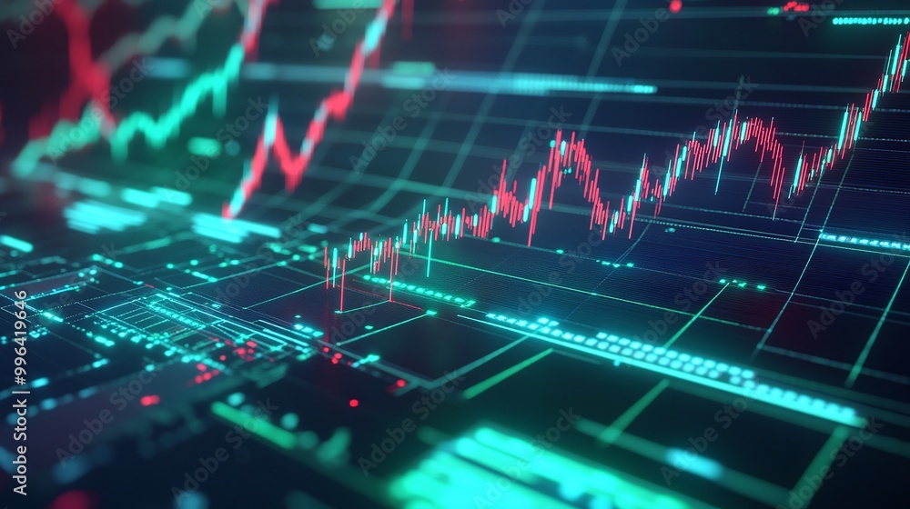 Dynamic financial data visualizations with colorful graphs and charts displaying market trends and statistics. Dynamic financial data visualizations with colorful graphs and charts displaying market trends and statistics.