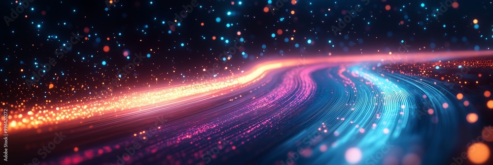 Obraz premium Abstract digital background with light trails and glowing lines