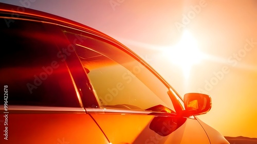 Fototapeta Naklejka Na Ścianę i Meble -  Parked Car with Tinted Windows Shielding from Intense Sun Heat and Glare