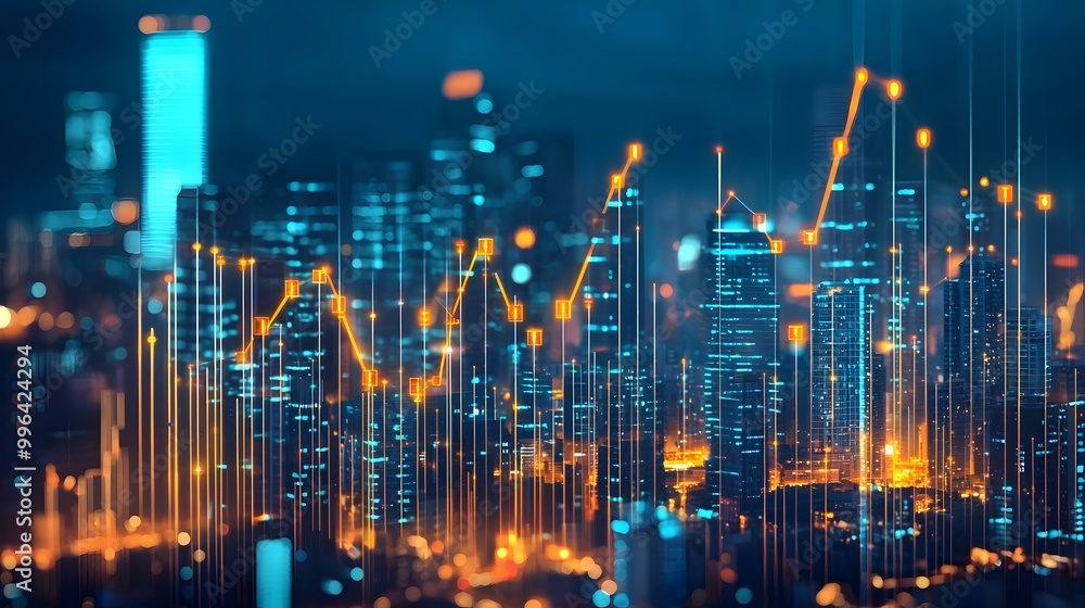 Glowing City Skyline Symbolizing Economic Revitalization and Financial Growth Initiatives Glowing City Skyline Symbolizing Economic Revitalization and Financial Growth Initiatives