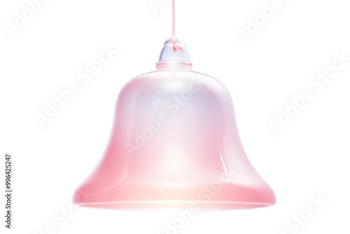 A crystal-clear pink bell bathed in a warm, ethereal light, creating a sense of tranquility and serenity