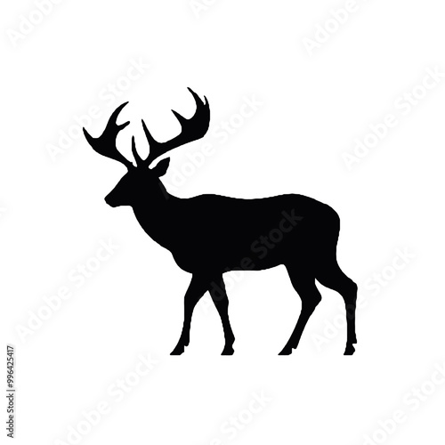 Proud Antlered Stag Silhouette Vector Illustration photo