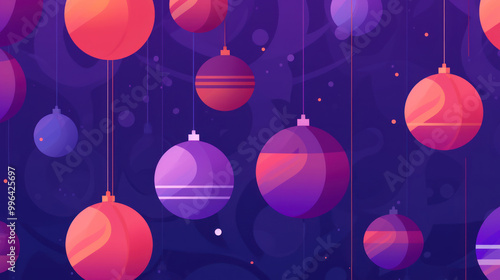 Wallpaper Mural Illustration of christmas balls with geometric shapes on a purple background Torontodigital.ca