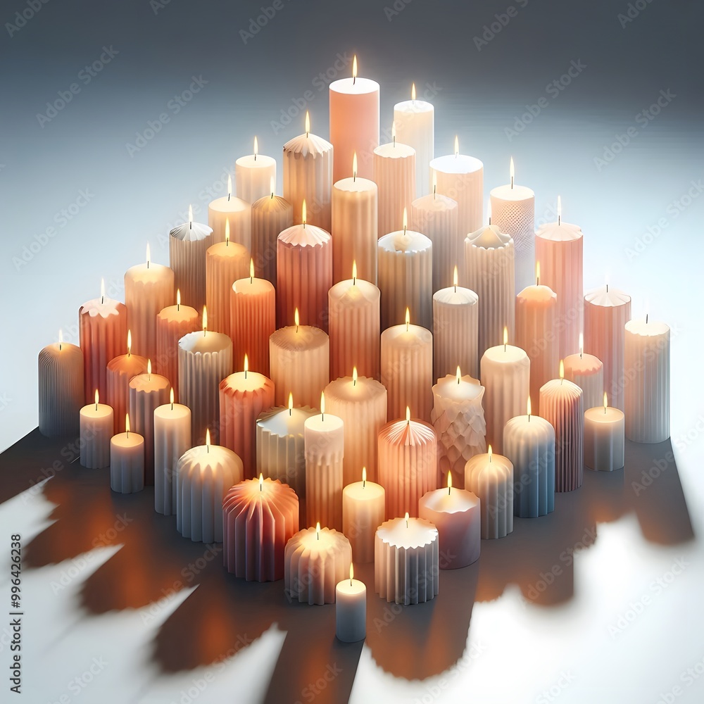 Fototapeta premium Burning candles stacked 