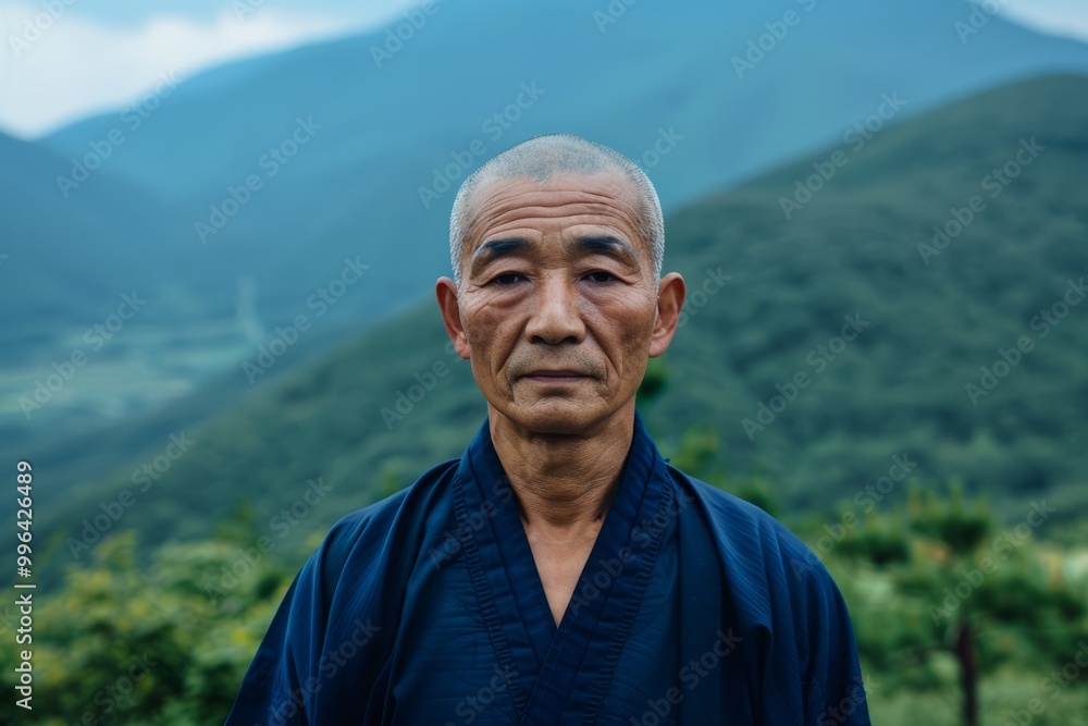 A Taoist master engages in meditation surrounded by nature A Taoist master engages in meditation surrounded by nature