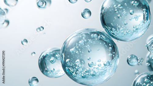 Water droplet biological molecules on glass surface, showcasing organic technology and cosmetic skincare beauty concept.