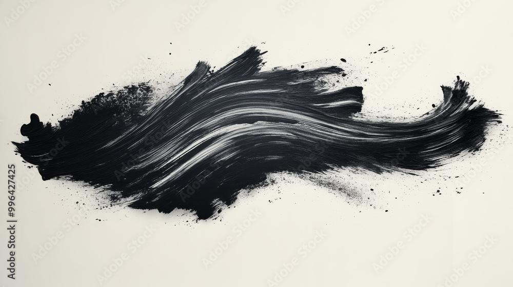 Abstract black paint stroke on a white background. Abstract black paint stroke on a white background.