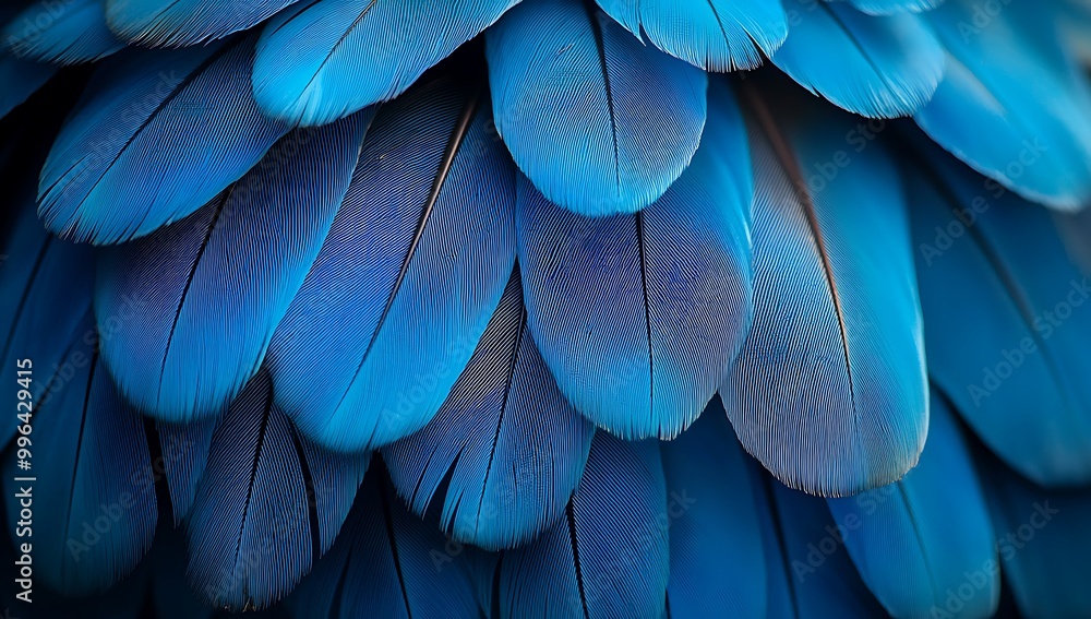 Close-up of blue macaw feathers Close-up of blue macaw feathers