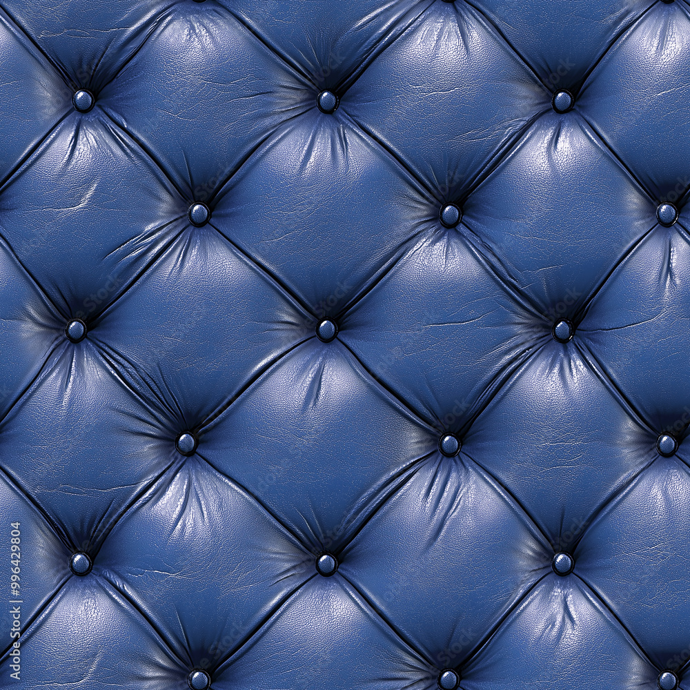 Fototapeta premium Textured Deep Blue Upholstery Fabric With Intricate Button Tufting Perfect for Elegant Designs