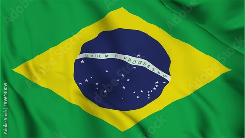 Brazil shiny realistic 3d background national waving flag