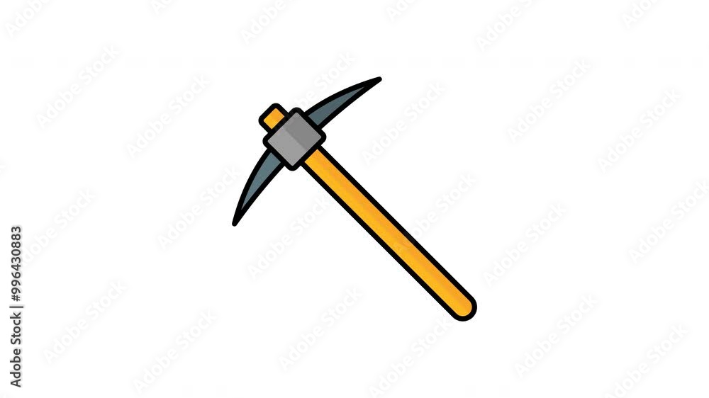 Animated yellow wooden handle and black metal head digging tool used for gardening and landscaping purposes. Suitable for landscaping tool advertisements and gardening blogs Animated yellow wooden handle and black metal head digging tool used for gardening and landscaping purposes. Suitable for landscaping tool advertisements and gardening blogs