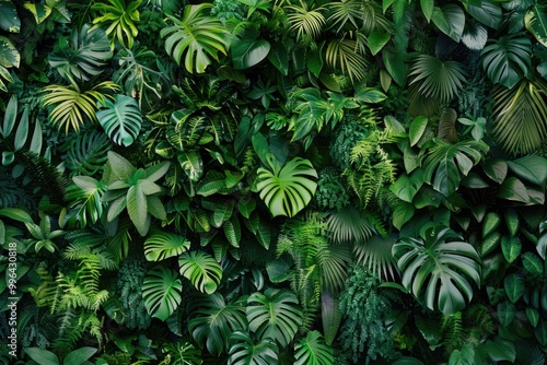 A close-up shot of a wall covered in various green plants, perfect for an interior design or nature-themed project