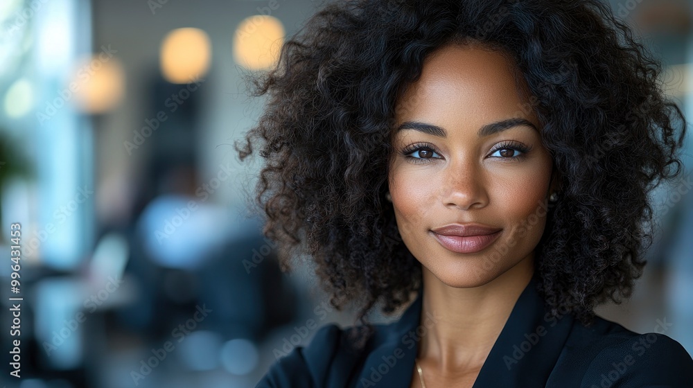 Confident Businesswoman with Curly Hair Smiling Confident Businesswoman with Curly Hair Smiling