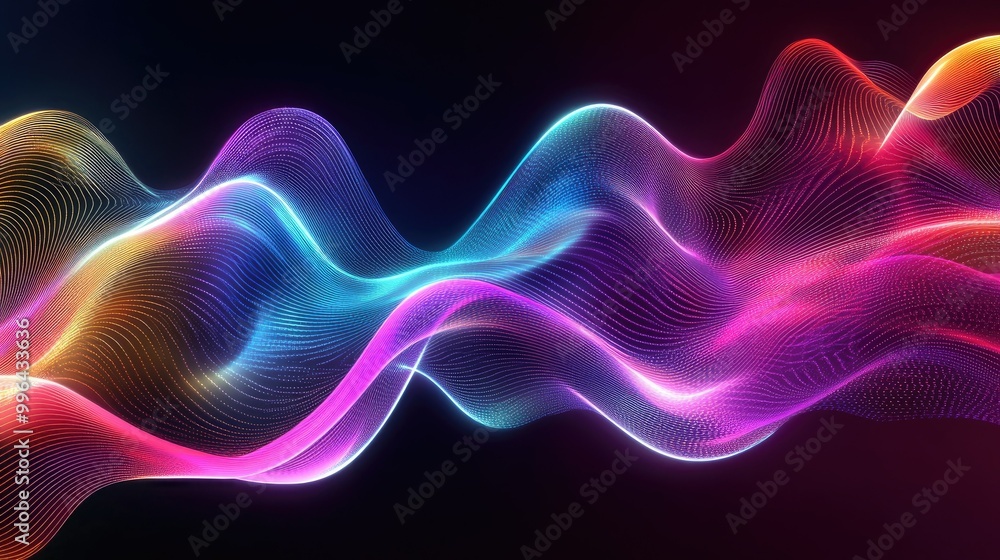 An energetic wave background with alternating neon colors flowing rhythmically, ideal for music festival promotions or modern advertising. An energetic wave background with alternating neon colors flowing rhythmically, ideal for music festival promotions or modern advertising.
