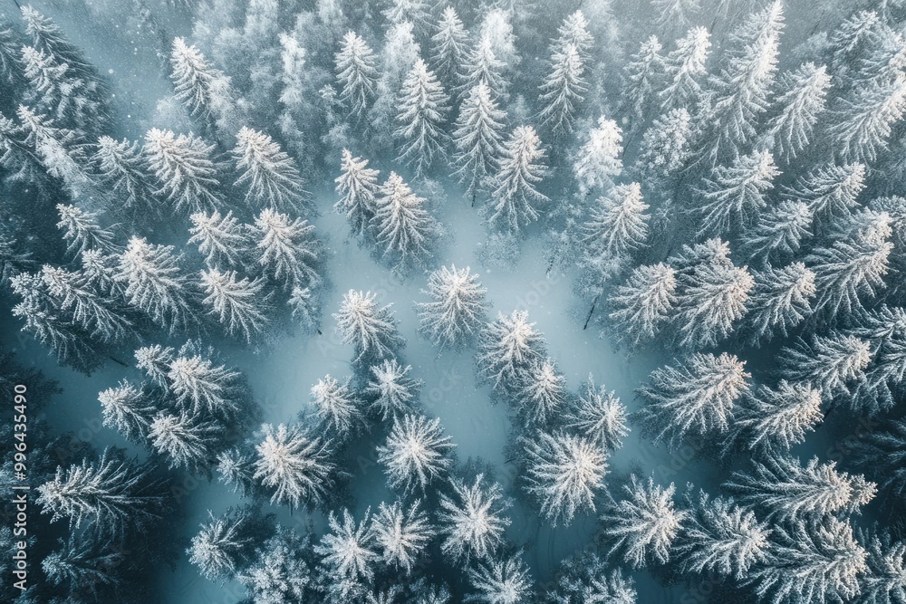 A snow-covered forest in winter nature trees aerial. A snow-covered forest in winter nature trees aerial.