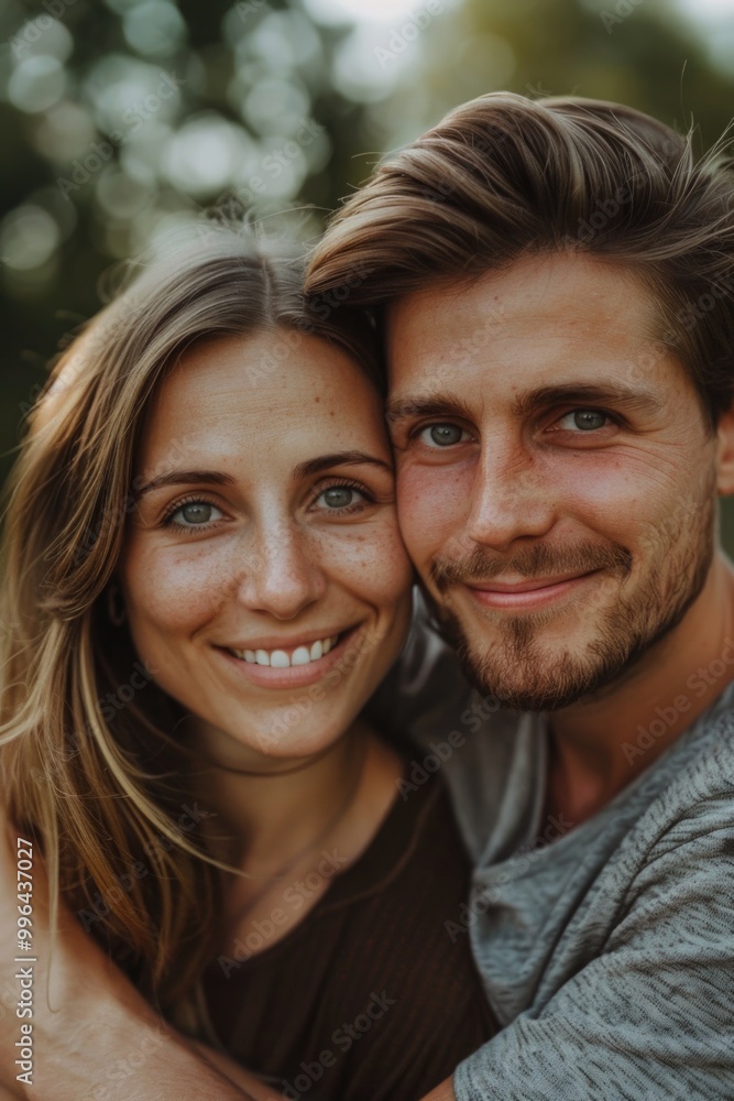 A man and a woman embracing each other in a warm moment of affection A man and a woman embracing each other in a warm moment of affection