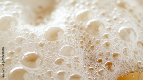 Frothy Delight: A Close-Up of Beer Foam with Bubbles