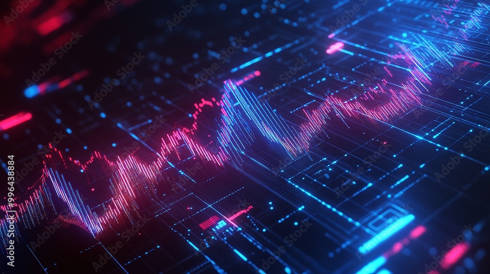Futuristic digital wave patterns in vibrant colors representing data flow and technology. Futuristic digital wave patterns in vibrant colors representing data flow and technology.