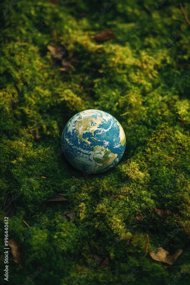 Small Earth Globe on Moss Small Earth Globe on Moss