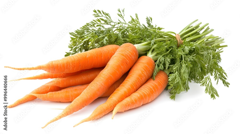 Cluster of carrots captured mid-fall isolated on a white background Cluster of carrots captured mid-fall isolated on a white background