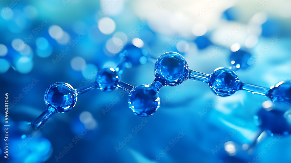Abstract blue molecule structure on a blue background. Abstract blue molecule structure on a blue background.