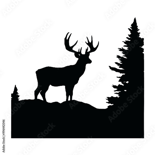 Antlered Stag Silhouette Vector Illustration photo