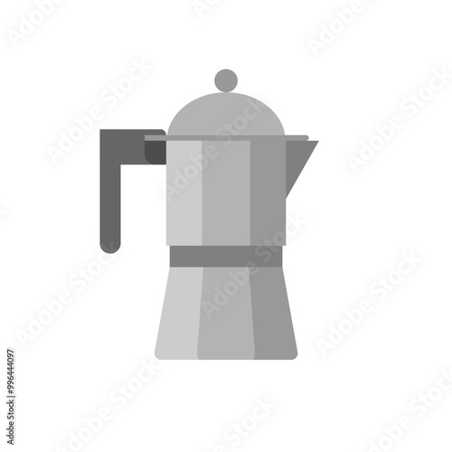 Moka pot coffee maker flat design vector illustration. classic coffee brewing kettle 