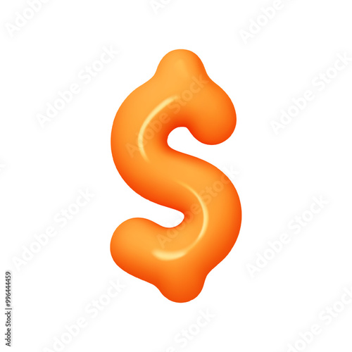 Symbols Dollar. Sign orange soft color. Realistic 3d design in cartoon balloon style. Isolated on white background. vector illustration