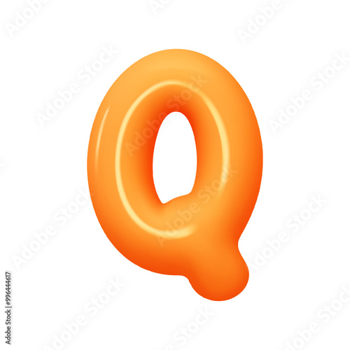 letter Q. letter sign orange soft color. Realistic 3d design in cartoon balloon style. Isolated on white background. vector illustration