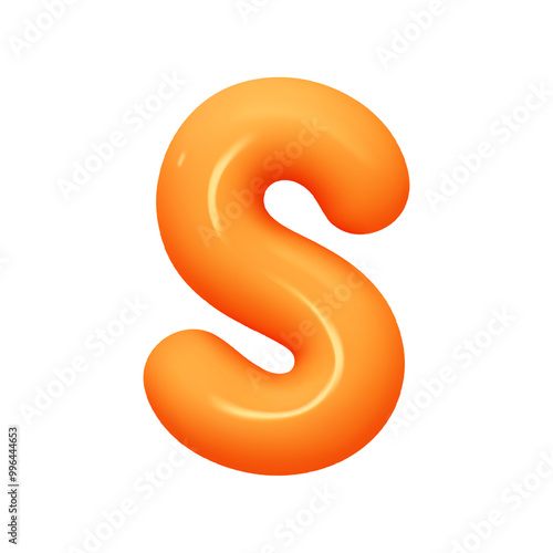 letter S. letter sign orange soft color. Realistic 3d design in cartoon balloon style. Isolated on white background. vector illustration