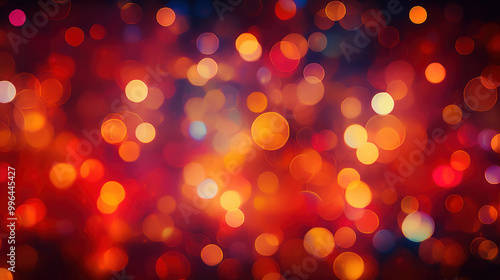 Blur bookeh colorful lights or flashes on a dark red color background