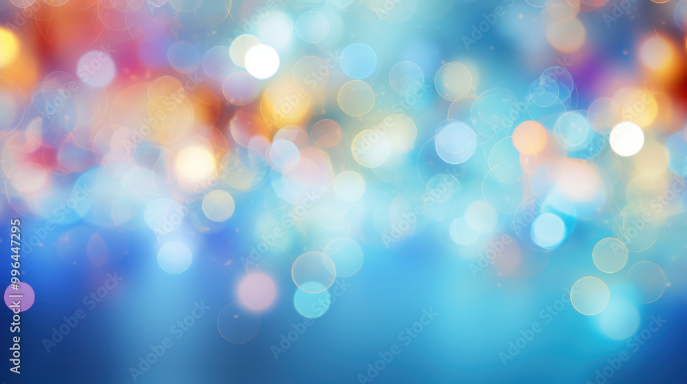 Fototapeta premium Blur bookeh colorful lights or flashes on a light blue color background