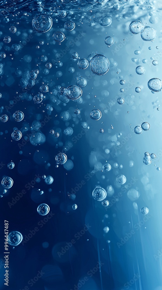 Water drops on a blue background, water bubbles in the air with an underwater effect. Water drops on a blue background, water bubbles in the air with an underwater effect.